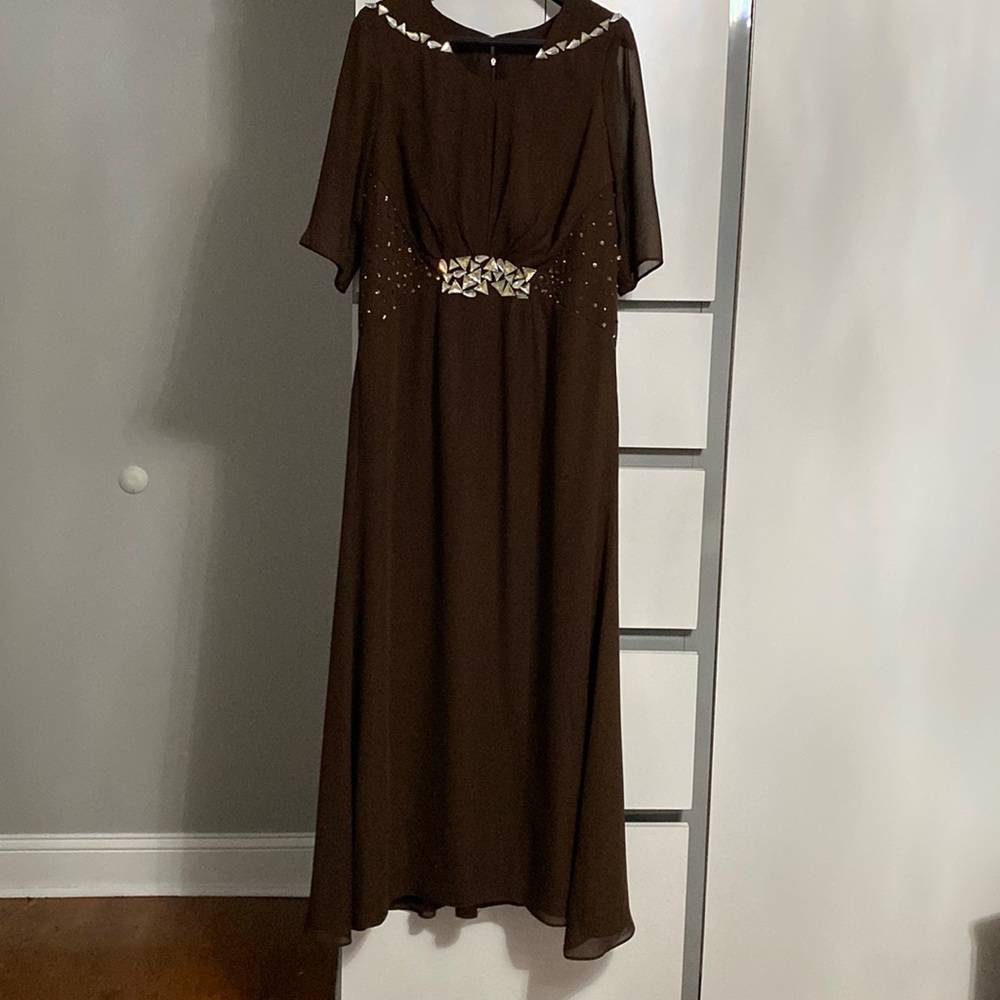 Brown light in the box evening dress with stones